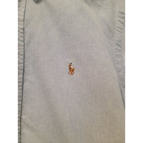 NWT Ralph Lauren Blue Classic Oxford Button-Down Shirt w/ Fringe Raw Hem Men's L - Picture 5 of 9